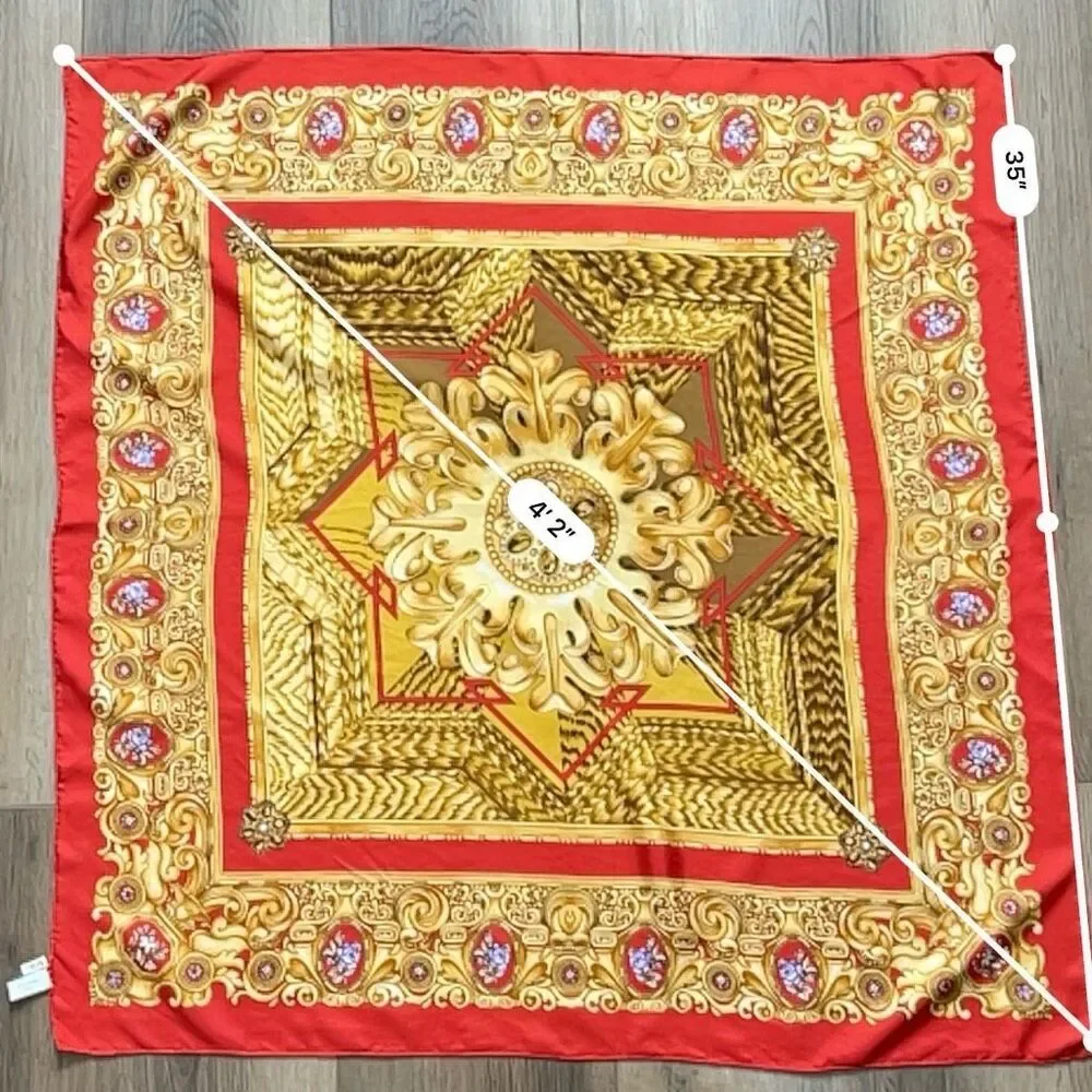 Christian Dior Silk Jewelry Print Scarf gold, red